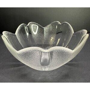Vtg Arcoroc France Clear Frosted Clover Floral Salad Bowls 5.5" DIA Set of 4